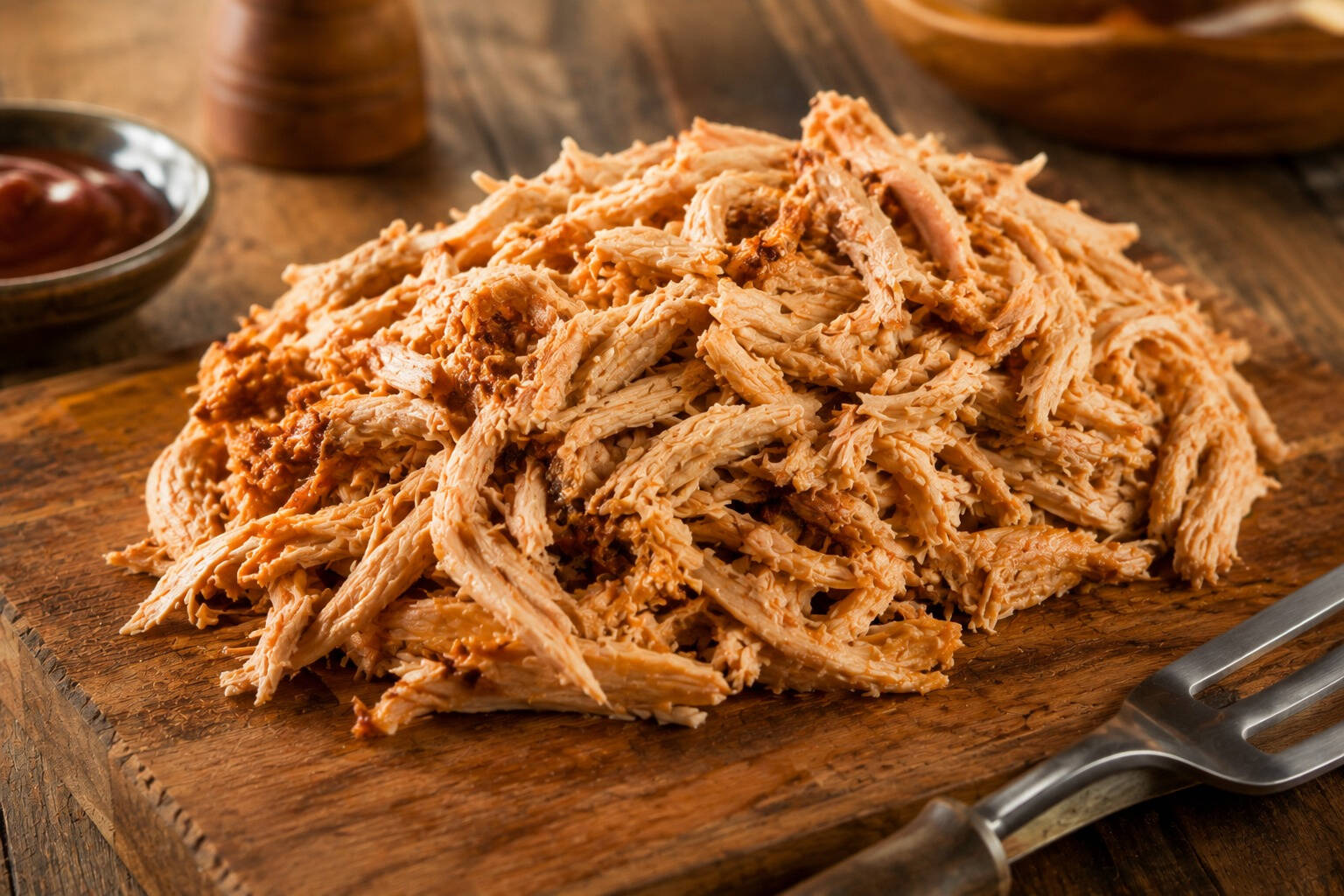 Pollo affumicato con legni delicati, sfilacciato a mano e condito a dovere per rimanere succulento. L’alternativa tenerissima e leggera, che non rinuncia affatto al sapore BBQ.